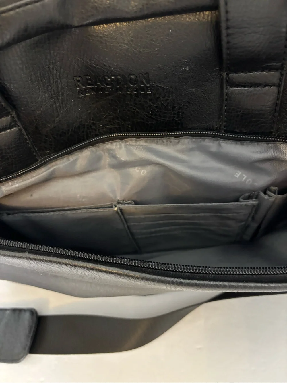 Black Faux Leather Laptop Briefcase Messenger Bag